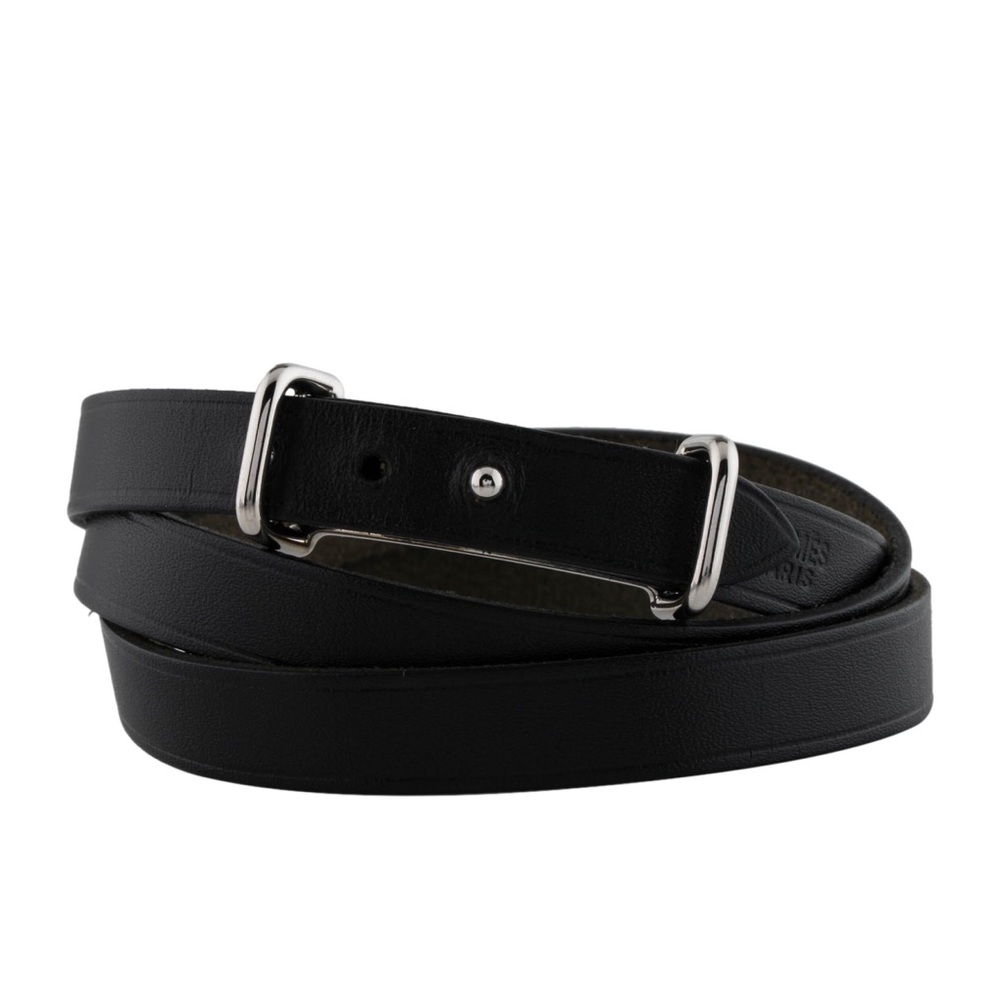 Hermès Black Leather API II Triple Tour Wrap Bracelet